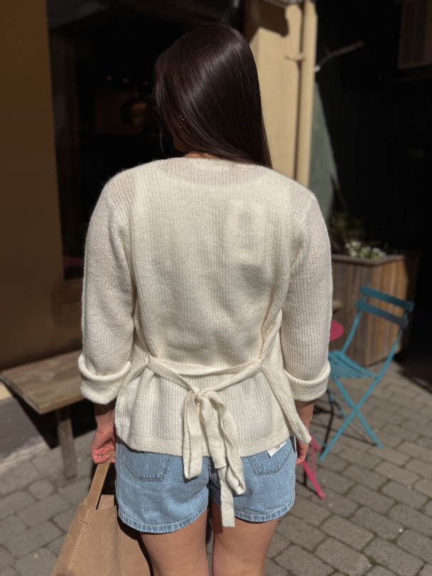 Lulu Knit Wrap Cardigan - Snow White  - Image 6