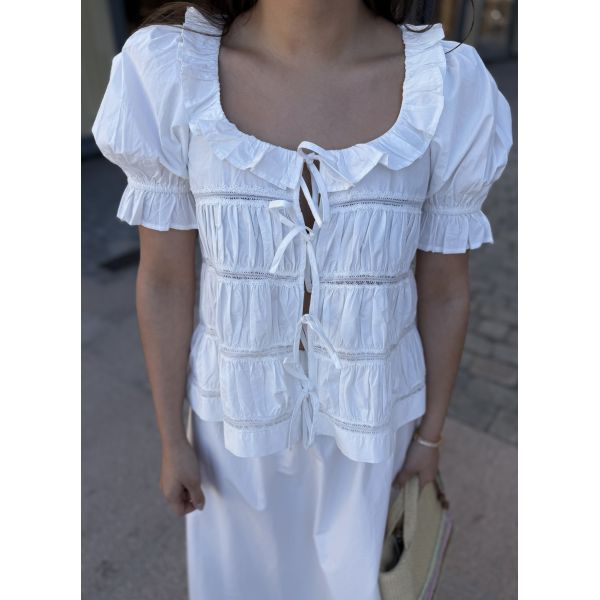 Poplin Bow Blouse - White 