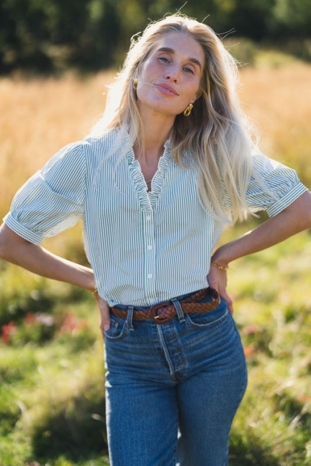 Ida Maja 2/4 Shirt - Bright White/English Ivy - Image 1