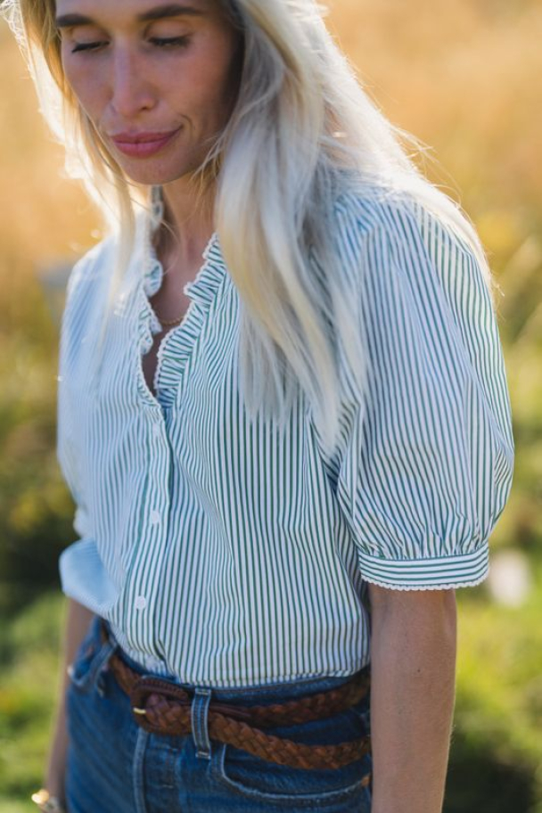 Ida Maja 2/4 Shirt - Bright White/English Ivy - Image 4