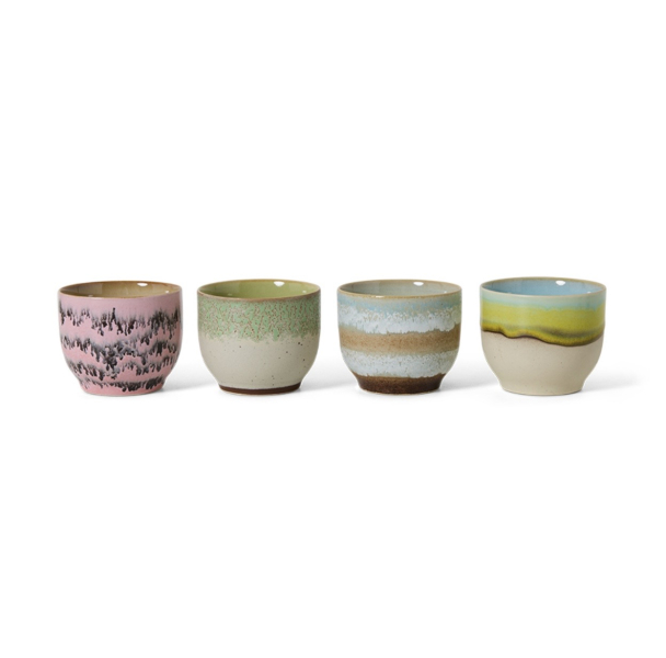 70s ceramics: café cups deco, set of 4  - Image 2