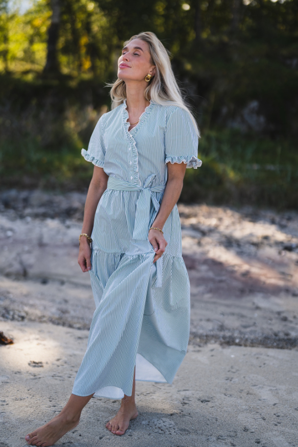 Ida Maja 2/4 Shirt Dress - Bright White/English Ivy - Image 3