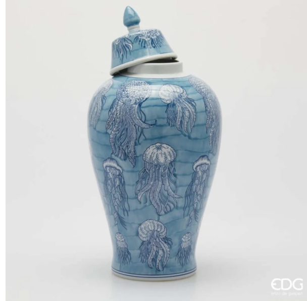 Contenitore Decrativo Medusa H.46 D.23 C.5 - White/Blue - Image 2