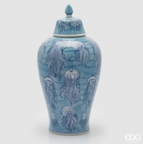 Contenitore Decrativo Medusa H.46 D.23 C.5 - White/Blue