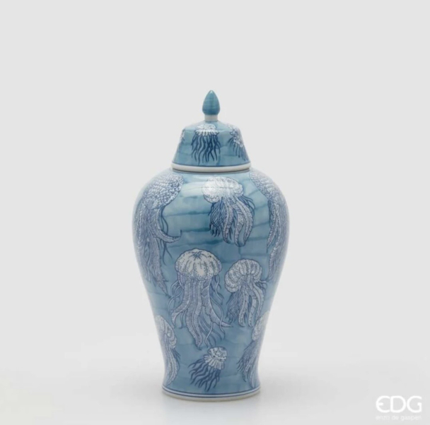 Contenitore Decrativo Medusa H.37 D.19 C.5 - White/Blue