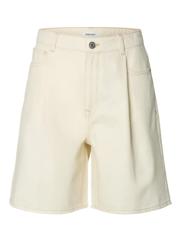 Wide Tenna Denim Shorts - Egret 