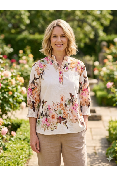 Melisande Bluse Beige/rosa