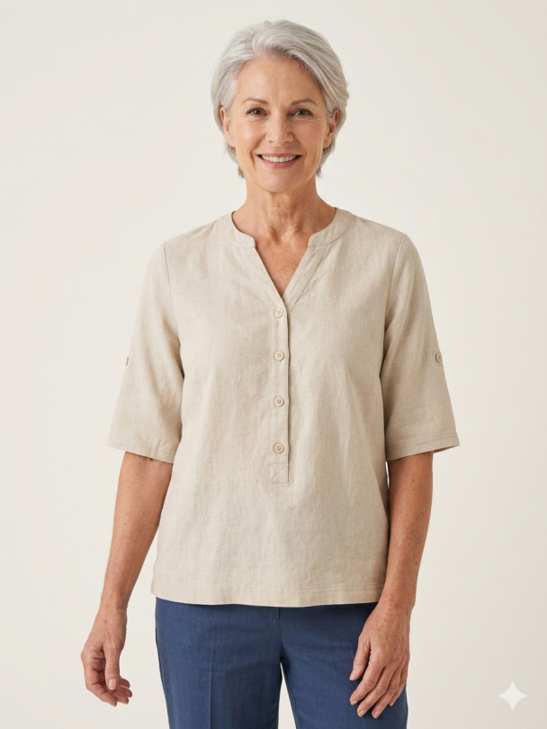 Bluse Lin 220332 Sand - Image 1