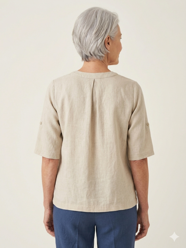 Bluse Lin 220332 Sand - Image 2