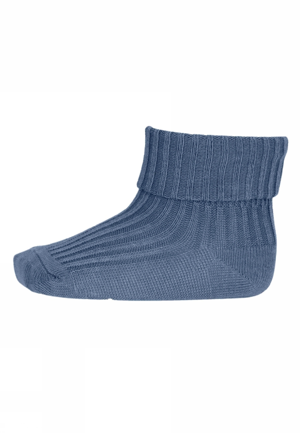 Ankelsokk Bomull Rib Jeansblå