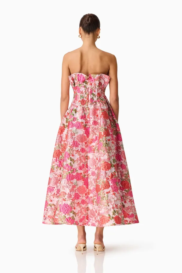 FLORALIE STRAPLESS GOWN IN PINK FLORAL - Image 3