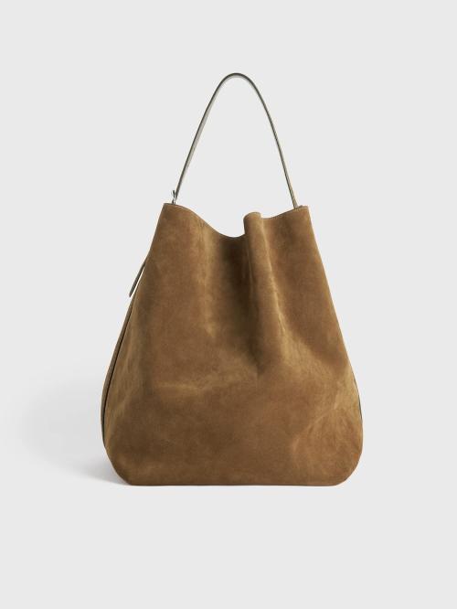 Belted Suede Tote Tan