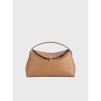 T-Lock Grained-Leather Top Handle Tan