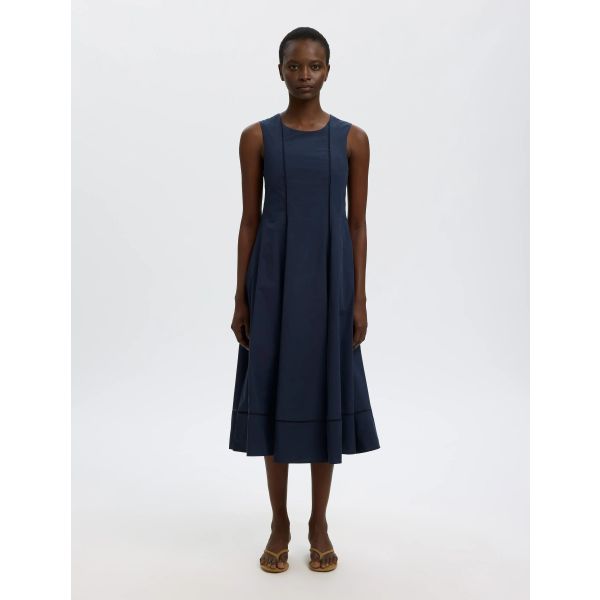 Delia Midi Ladder Stitch Dress - Dark Sapphire 