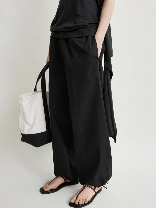Drawstring Cotton Trousers Black