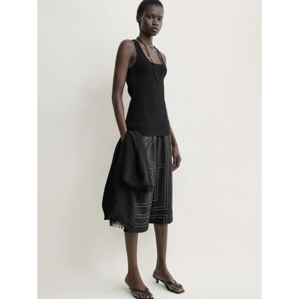 Monogram Silk Pj Culottes Black