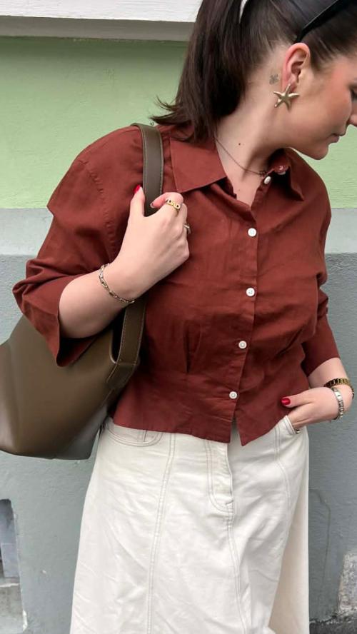 Cleo 3/4 Cropped Shirt