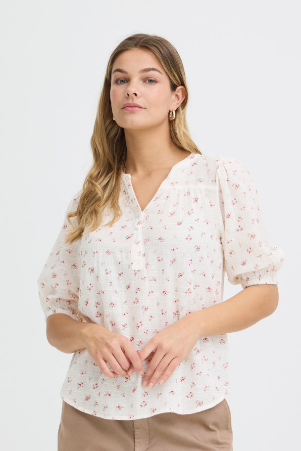 FRbobbi Bluse Blomster Rød - Image 1