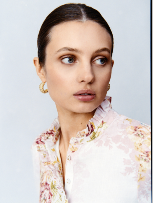 Linen Ruffle Blouse - Amore
