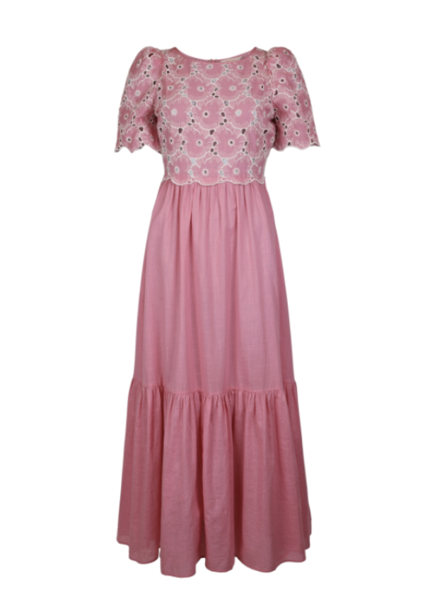 Broderie Anglaise Maxi Dress - Rose Pink - Image 2