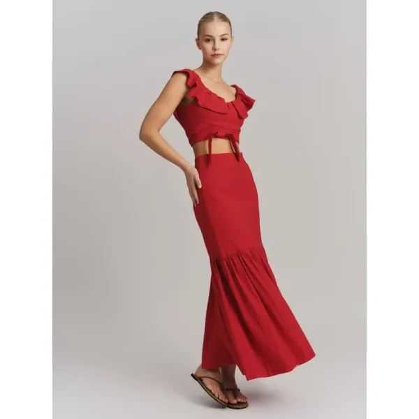 Lill Linen Skirt Red