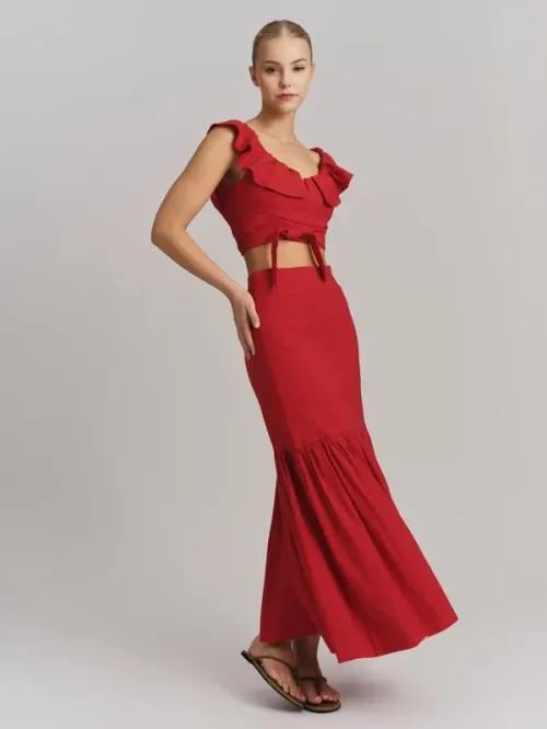 Lill Linen Skirt Red