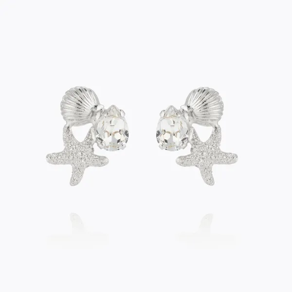 Seascape Earrings Rhodium - Crystal 