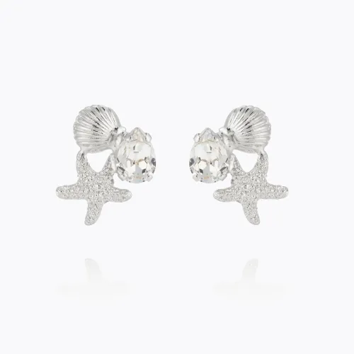 Seascape Earrings Rhodium - Crystal 