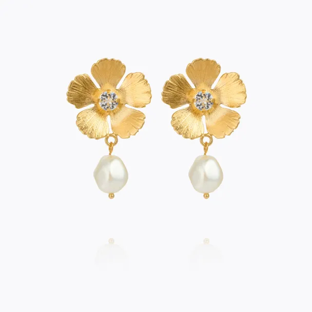 Mini Anemone Earrings Gold - Crystal 