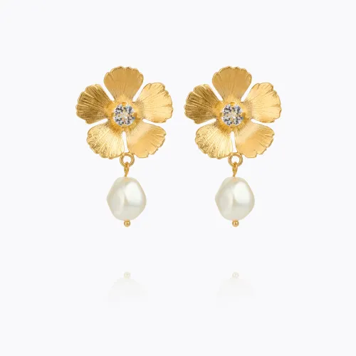 Mini Anemone Earrings Gold - Crystal 