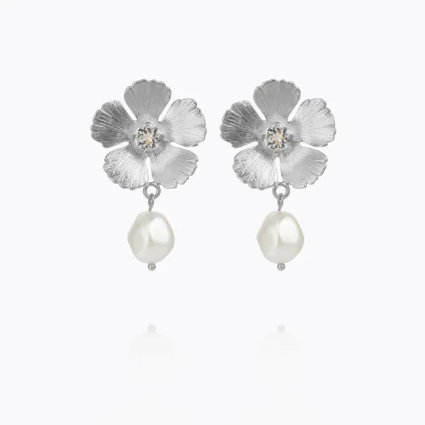 Mini Anemone Earrings Rhodium - Crystal 