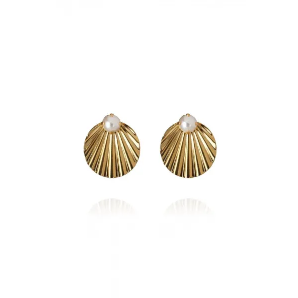 Milos Earrings Gold - Pearl  