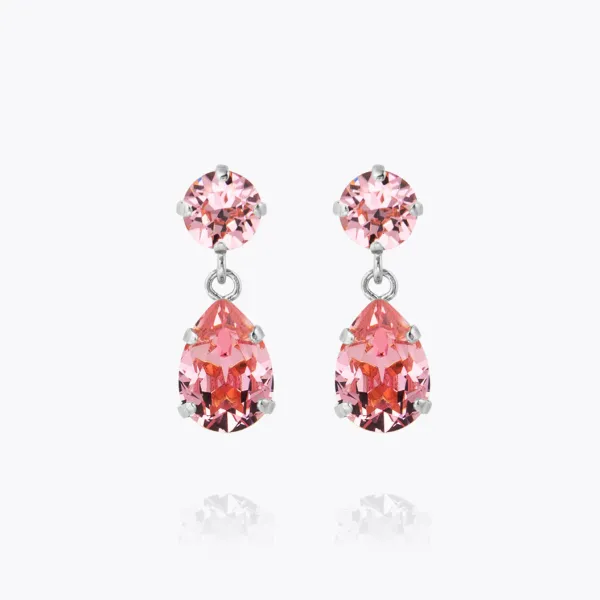 Mini Drop Earrings Rhodium - Padparadha top/light coral bottom 