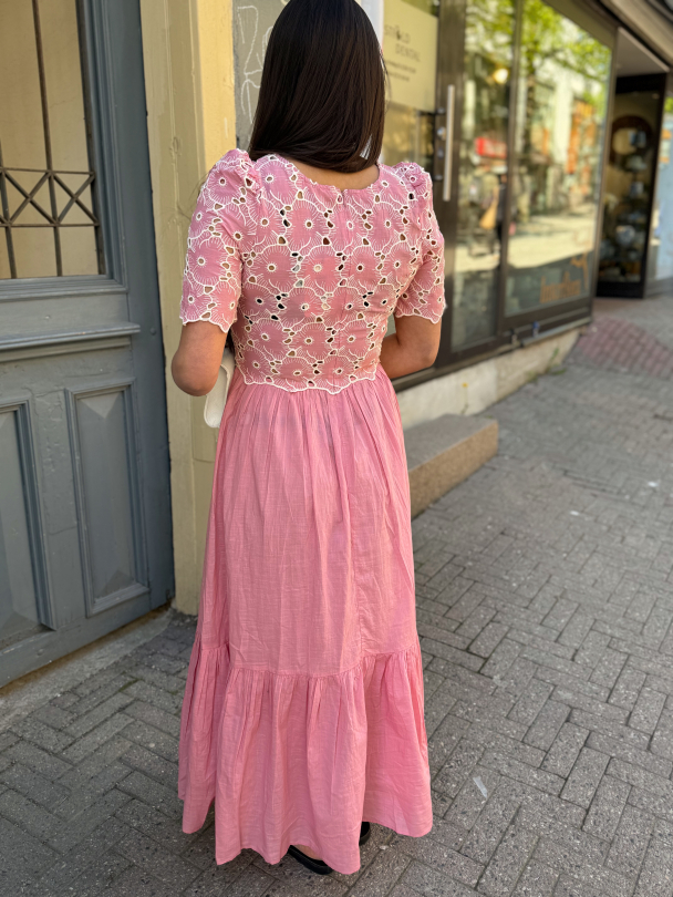 Broderie Anglaise Maxi Dress - Rose Pink - Image 6