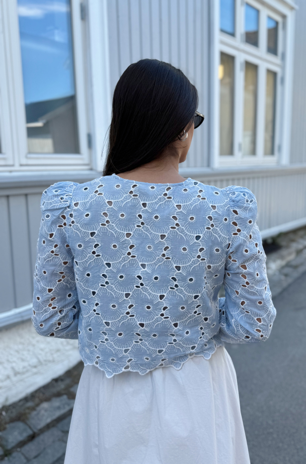 Broderie Anglaise Jacket - Light Blue - Image 6