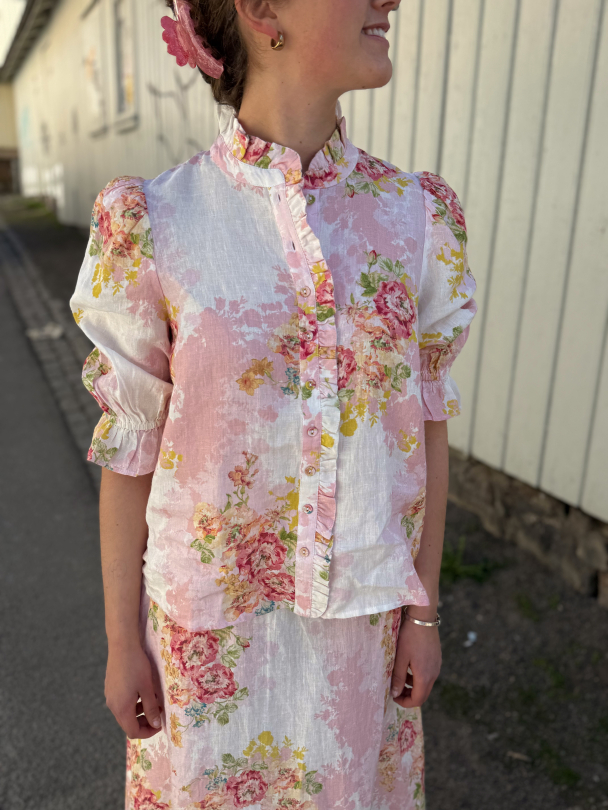 Linen Ruffle Blouse - Amore - Image 3