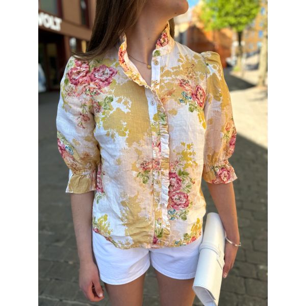 Linen Ruffle Blouse - Amore