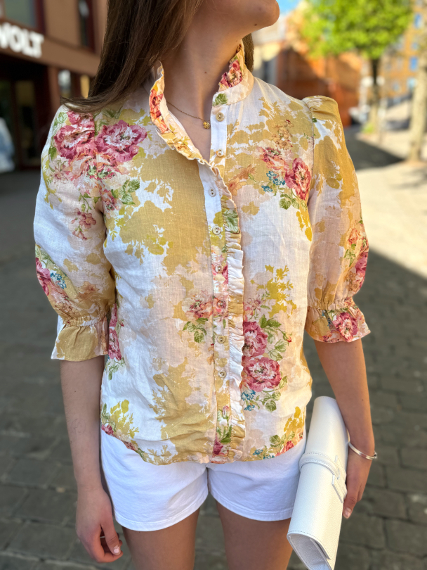 Linen Ruffle Blouse - Amore - Image 1