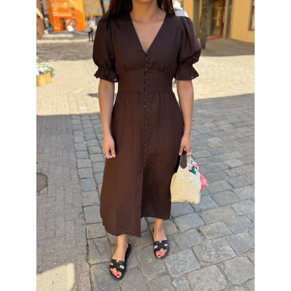 Andrea Dress - Espresso Linen 