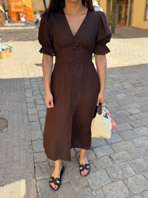 Andrea Dress - Espresso Linen  - Image 1