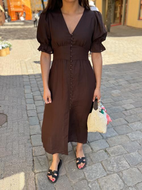Andrea Dress - Espresso Linen 