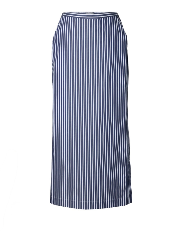 Fia Ankle Slit Skirt - Ocean Cavern Stripes