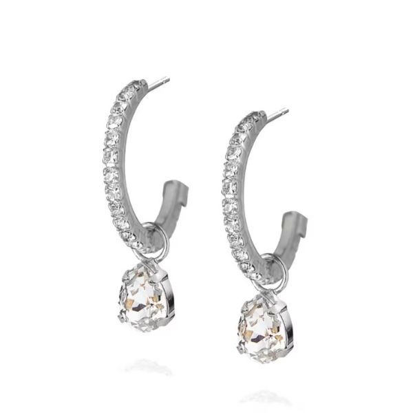 Tracy Loop Earrings  - Rhodium/Crystal 