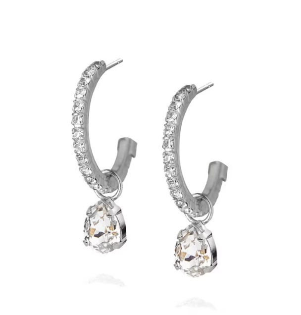 Tracy Loop Earrings  - Rhodium/Crystal 