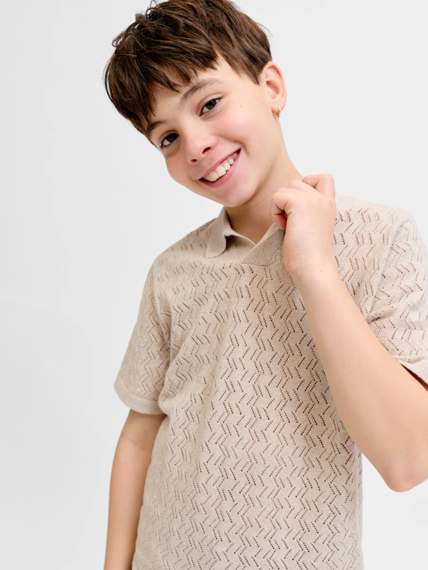 JORTYLER KNIT SS SPLIT NECK POLO SN JNR - Image 3