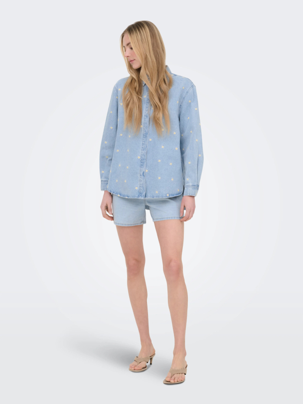 ONLVERA LS DAISY EMB DNM SHIRT QYT - Image 3