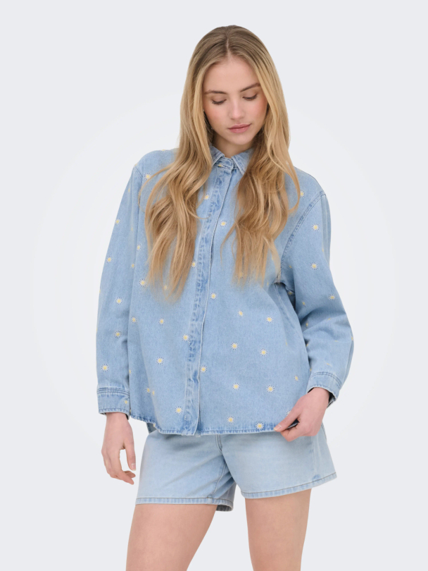 ONLVERA LS DAISY EMB DNM SHIRT QYT - Image 5