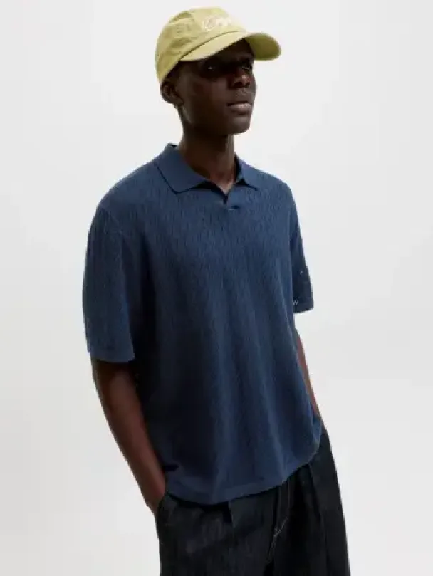 Tyler Knit ss Split Neck Polo  - Image 1