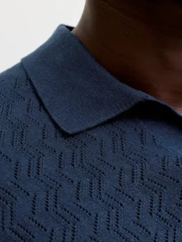 Tyler Knit ss Split Neck Polo  - Image 3