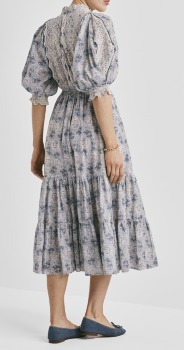 Cotton Slub Midi Dress - Blue Paisley - Image 3